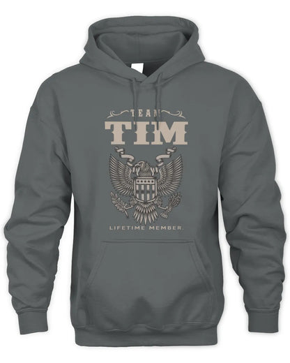 TIM TP06-K82 – Personalized Classic Style Apparel “Team NAME Lifetime Member” - Unisex Hoodie - Charcoal