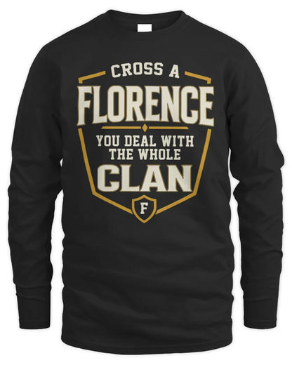FLORENCE NT1-K008 Cross A/An NAME, You Deal With the Whole Clan | Personalized Vintage T-Shirt - Men's Long Sleeved T-Shirt - Black