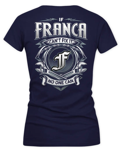 FRANCA AP81-K4-626 - Personalized Ahmed Quote Apparel “If Ahmed Can't Fix It, No One Can” - Women's V-Neck T-Shirt - Navy