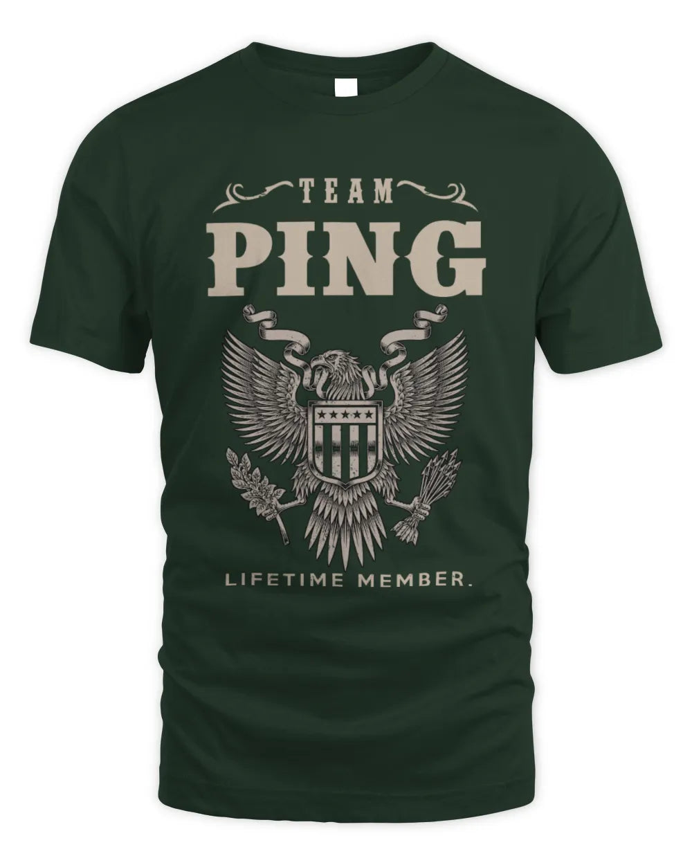 PING TP06-K82 – Personalized Classic Style Apparel “Team NAME Lifetime Member” - Unisex Standard T-Shirt - Forest Green