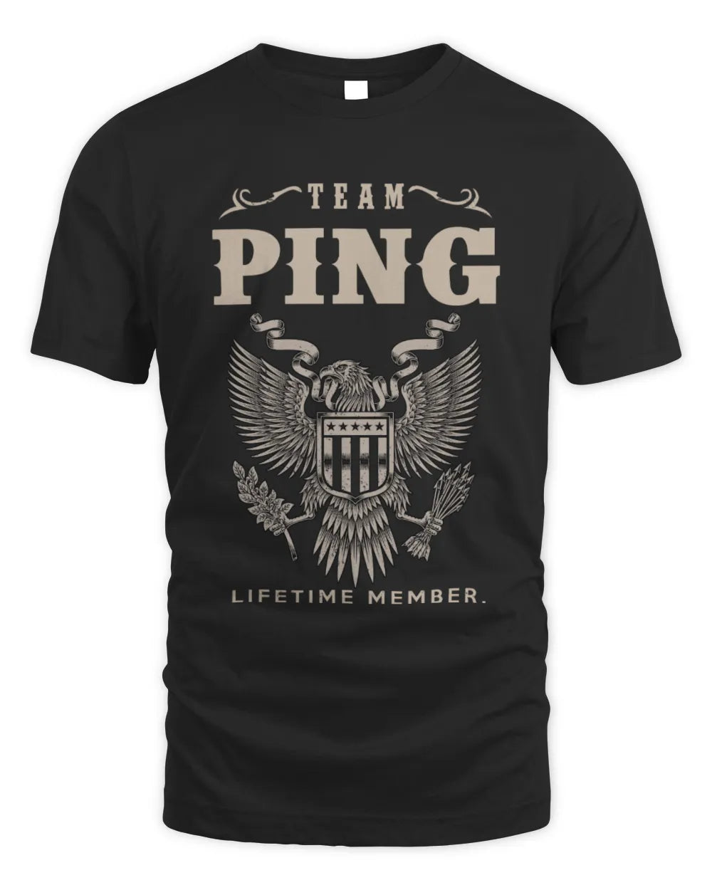 PING TP06-K82 – Personalized Classic Style Apparel “Team NAME Lifetime Member” - Unisex Standard T-Shirt - Black