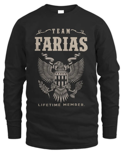 FARIAS TP06-K82 – Personalized Classic Style Apparel “Team NAME Lifetime Member” - Men's Long Sleeved T-Shirt - Black