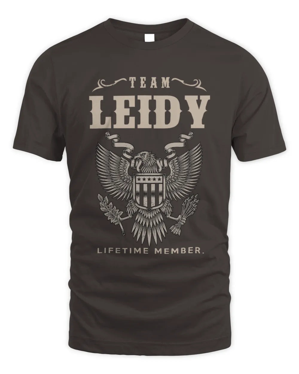 LEIDY TP06-K82 – Personalized Classic Style Apparel “Team NAME Lifetime Member” - Unisex Standard T-Shirt - Dark Chocolate