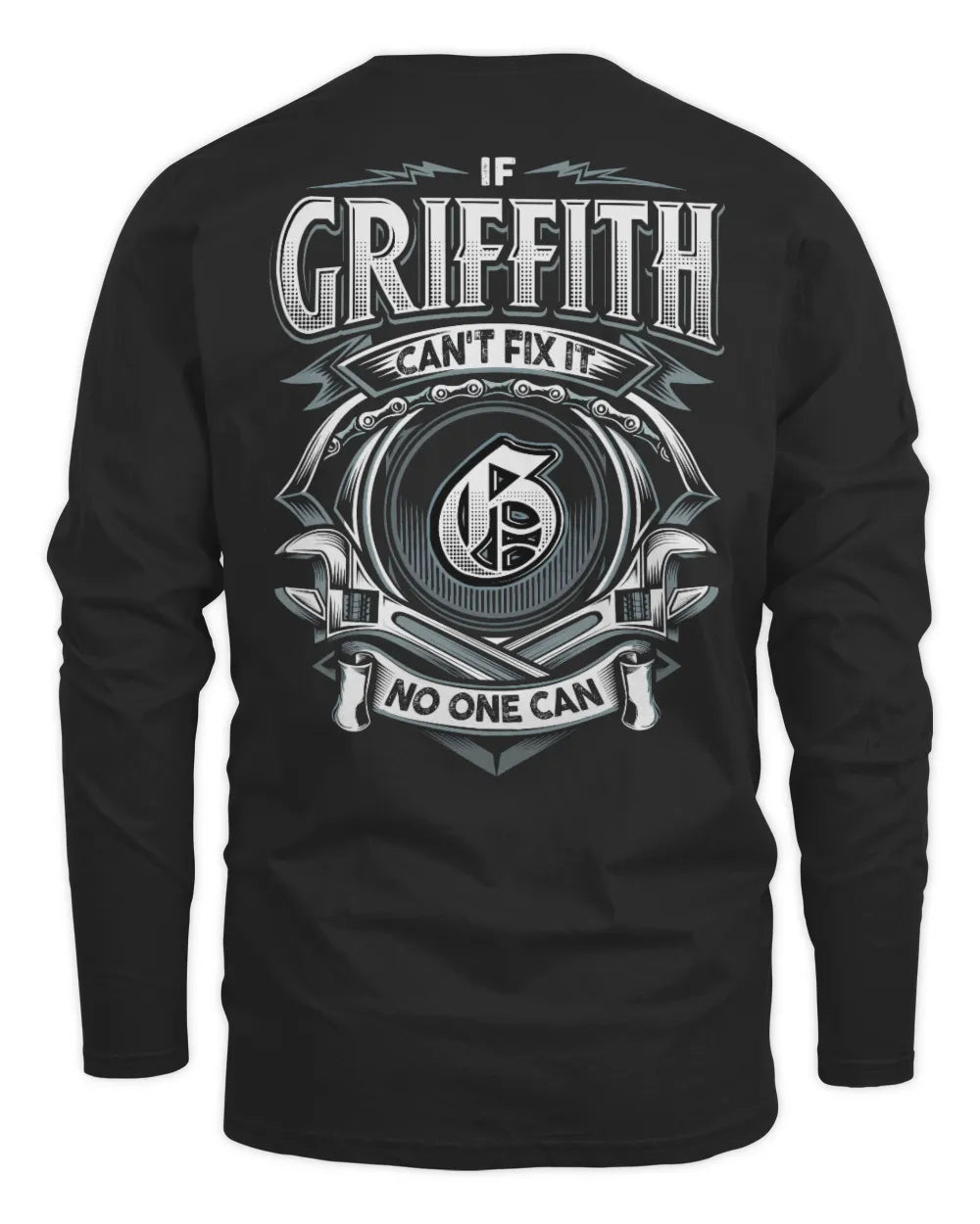 GRIFFITH AP81-K4-626 - Personalized Ahmed Quote Apparel “If Ahmed Can't Fix It, No One Can” - Men's Long Sleeved T-Shirt - Black