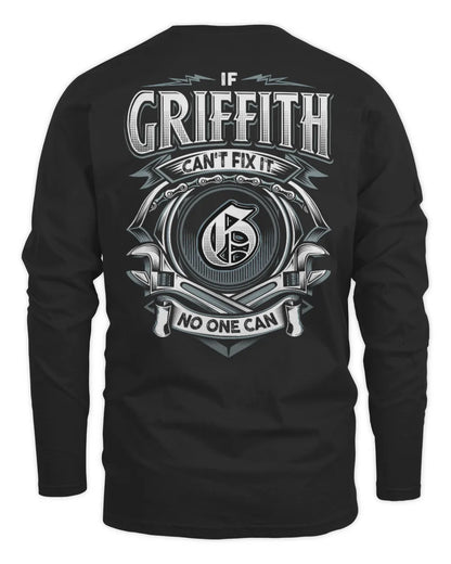 GRIFFITH AP81-K4-626 - Personalized Ahmed Quote Apparel “If Ahmed Can't Fix It, No One Can” - Men's Long Sleeved T-Shirt - Black