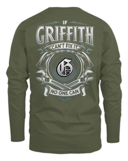 GRIFFITH AP81-K4-626 - Personalized Ahmed Quote Apparel “If Ahmed Can't Fix It, No One Can” - Men's Long Sleeved T-Shirt - Military Green