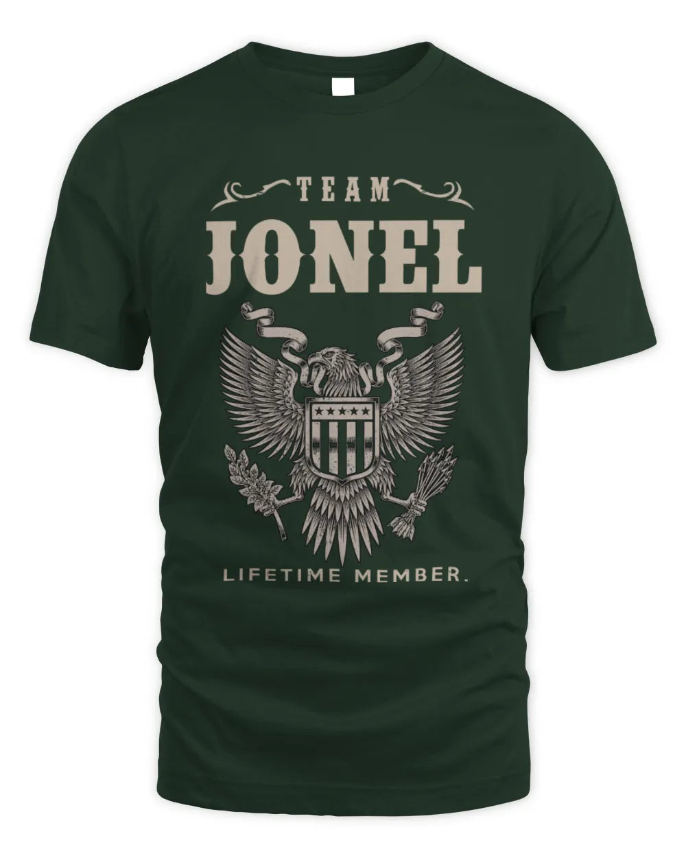 JONEL TP06-K82 – Personalized Classic Style Apparel “Team NAME Lifetime Member” - Unisex Standard T-Shirt - Forest Green