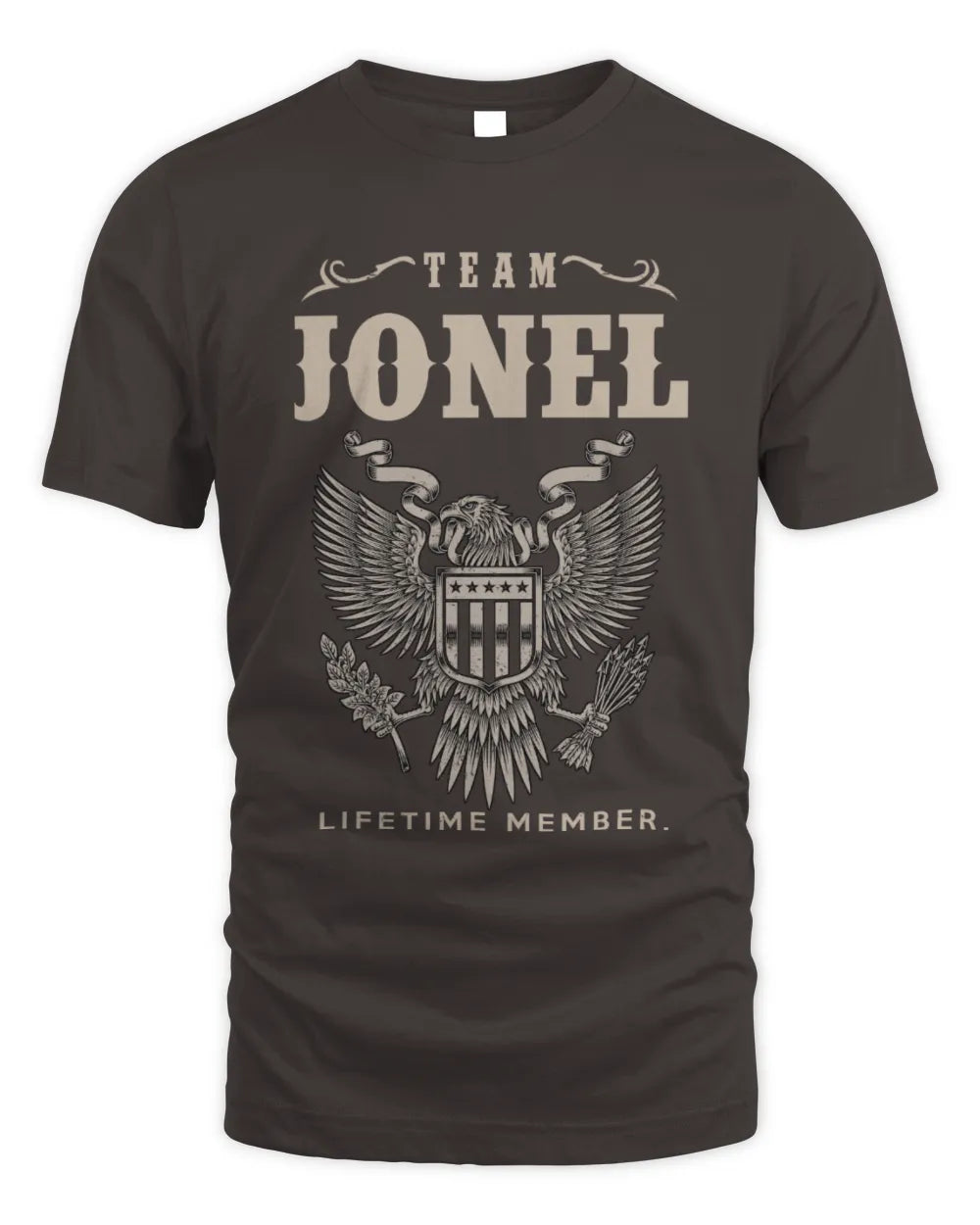 JONEL TP06-K82 – Personalized Classic Style Apparel “Team NAME Lifetime Member” - Unisex Standard T-Shirt - Dark Chocolate