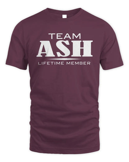 ASH BL62-K4-128 - Personalized “Team NAME Lifetime Member” - Unisex Standard T-Shirt - Maroon