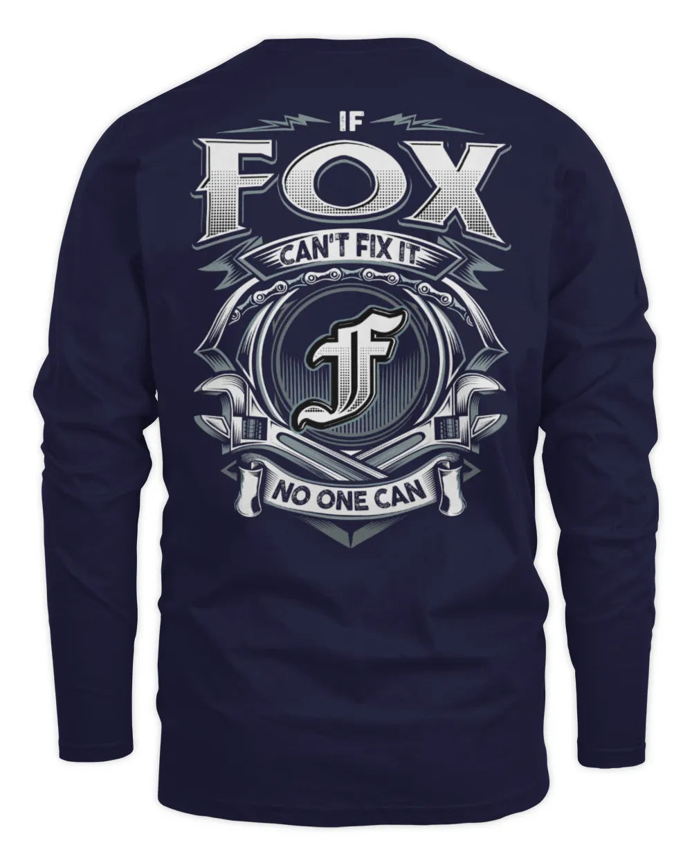 FOX AP81-K4-626 - Personalized Ahmed Quote Apparel “If Ahmed Can't Fix It, No One Can” - Men's Long Sleeved T-Shirt - Navy