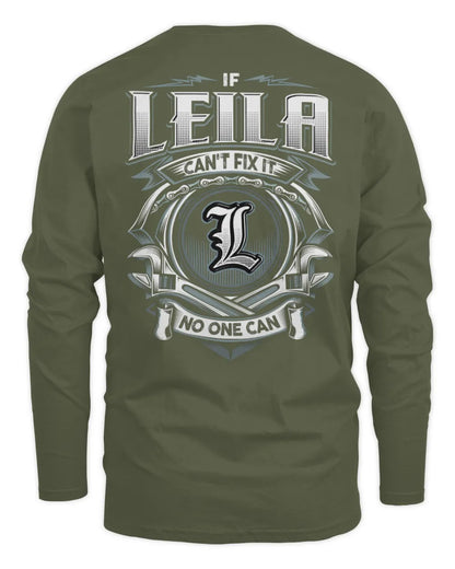 LEILA AP81-K4-626 - Personalized Ahmed Quote Apparel “If Ahmed Can't Fix It, No One Can” - Men's Long Sleeved T-Shirt - Military Green