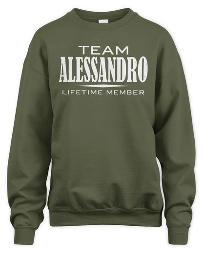 ALESSANDRO BL62-K4-128 - Personalized “Team NAME Lifetime Member” - Unisex Sweatshirt - Military Green