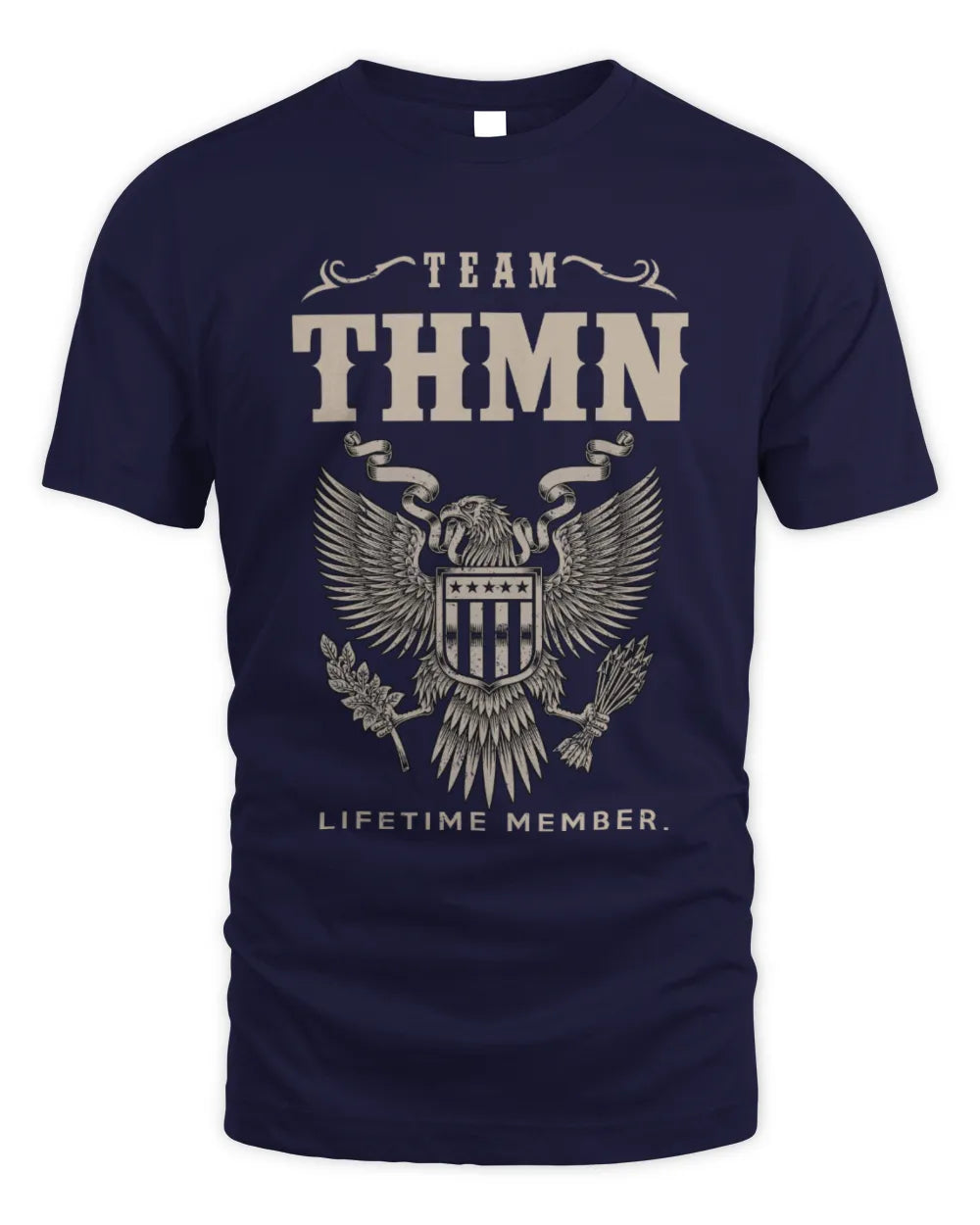 THMN TP06-K82 – Personalized Classic Style Apparel “Team NAME Lifetime Member” - Unisex Standard T-Shirt - Navy
