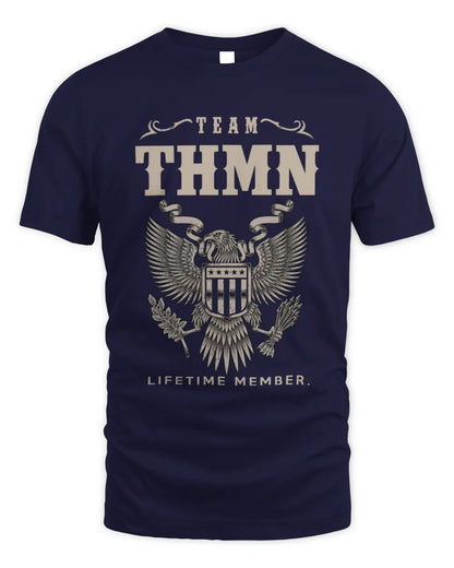 THMN TP06-K82 – Personalized Classic Style Apparel “Team NAME Lifetime Member” - Unisex Standard T-Shirt - Navy