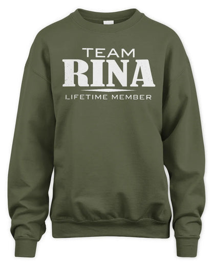 RINA BL62-K4-128 - Personalized “Team NAME Lifetime Member” - Unisex Sweatshirt - Military Green