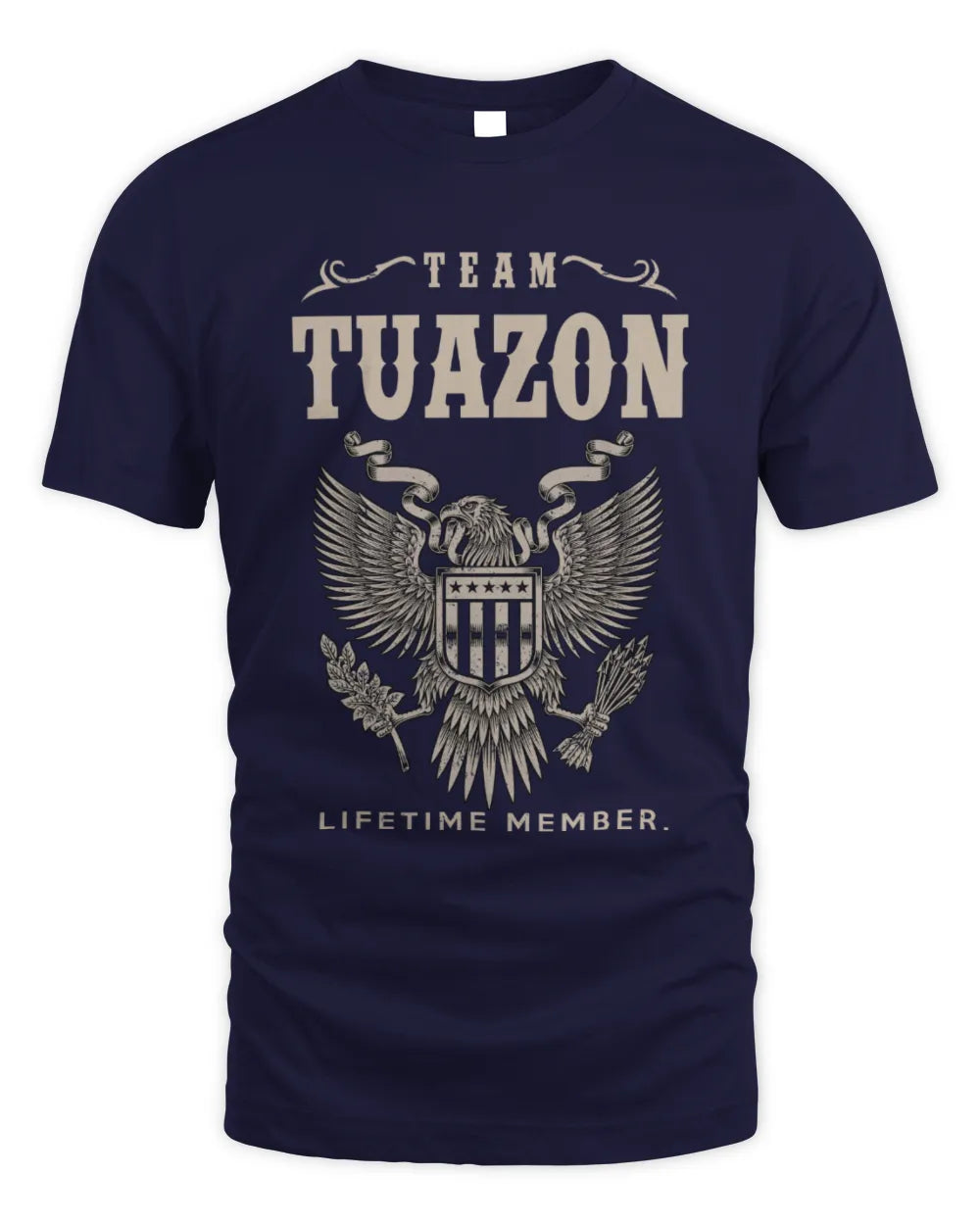 TUAZON TP06-K82 – Personalized Classic Style Apparel “Team NAME Lifetime Member” - Unisex Standard T-Shirt - Navy