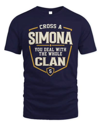 SIMONA NT1-K008 Cross A/An NAME, You Deal With the Whole Clan | Personalized Vintage T-Shirt - Unisex Standard T-Shirt - Navy