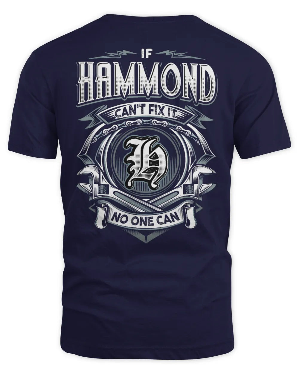 HAMMOND AP81-K4-626 - Personalized Ahmed Quote Apparel “If Ahmed Can't Fix It, No One Can” - Unisex Standard T-Shirt - Navy