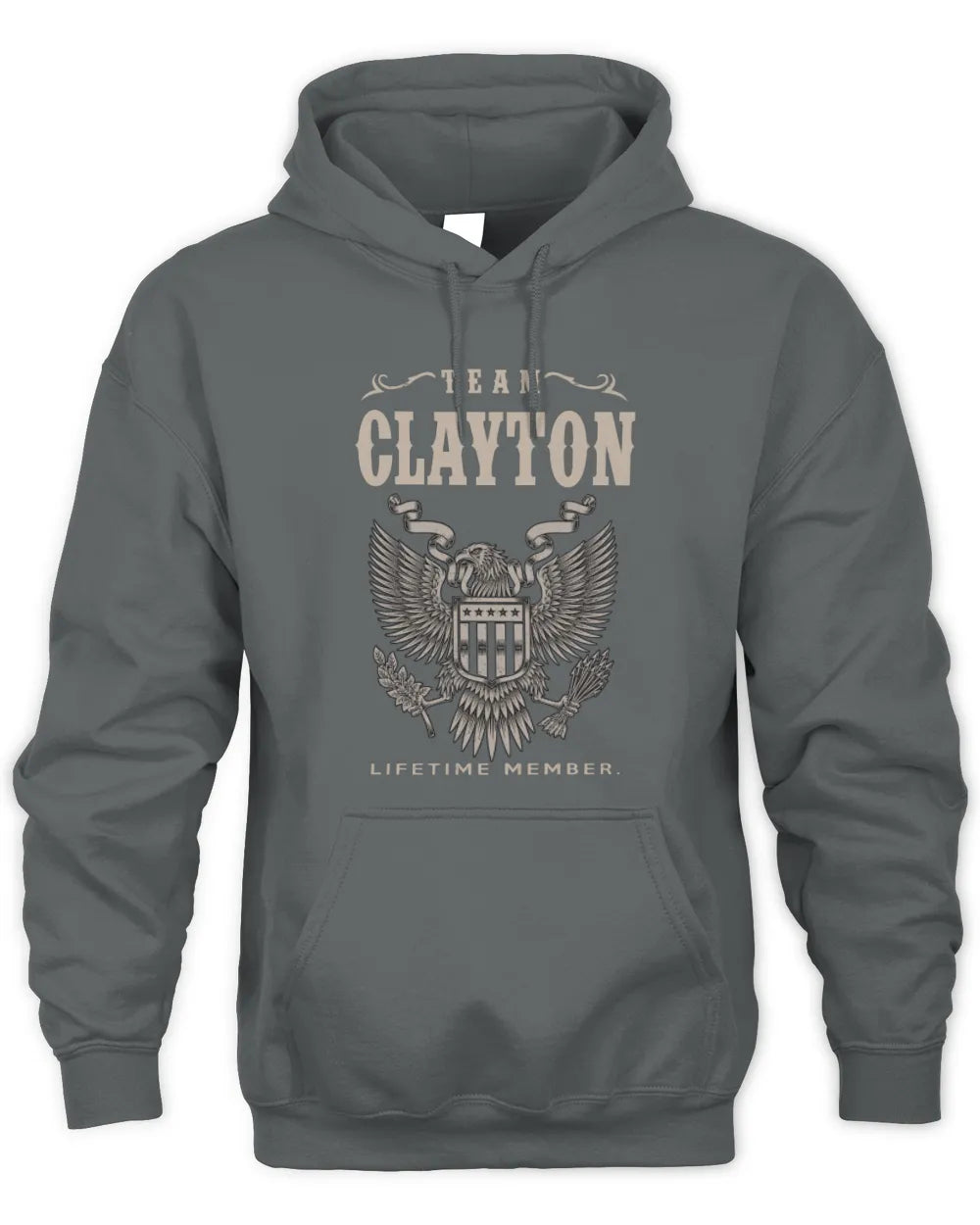 CLAYTON TP06-K82 – Personalized Classic Style Apparel “Team NAME Lifetime Member” - Unisex Hoodie - Charcoal