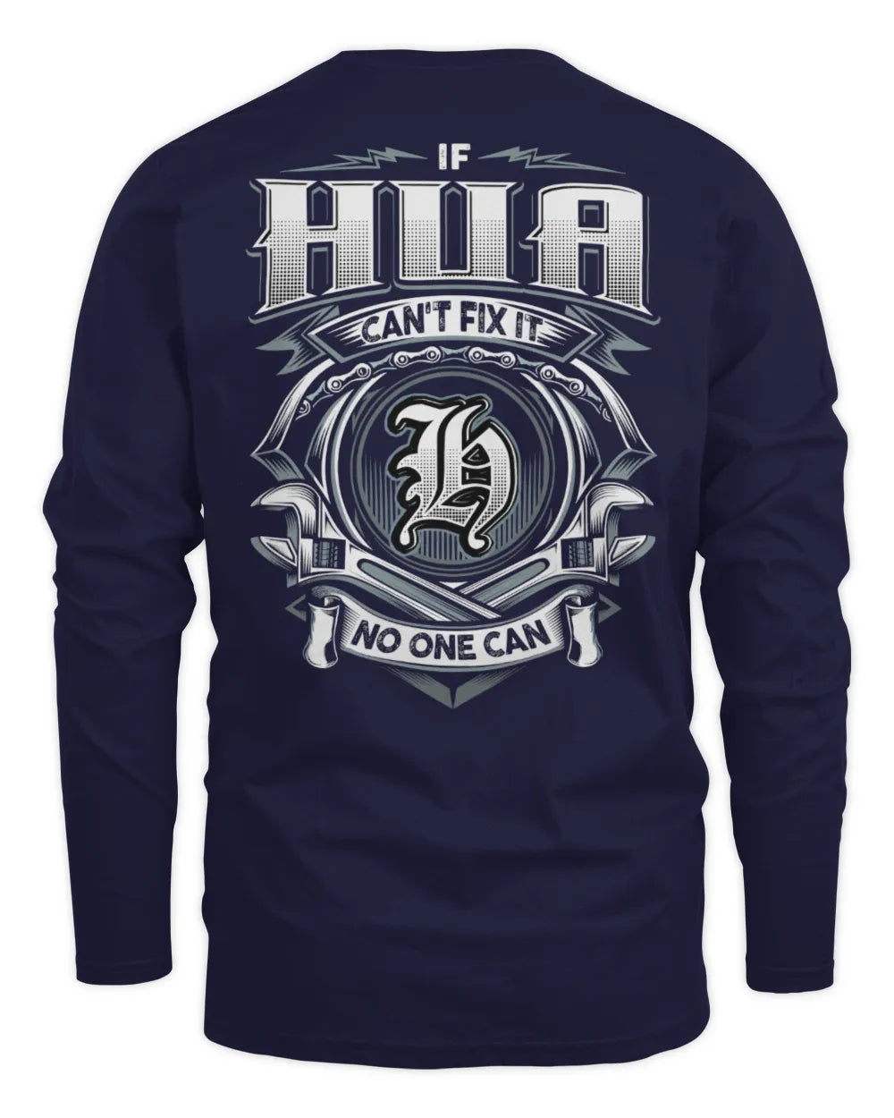 HUA AP81-K4-626 - Personalized Ahmed Quote Apparel “If Ahmed Can't Fix It, No One Can” - Men's Long Sleeved T-Shirt - Navy