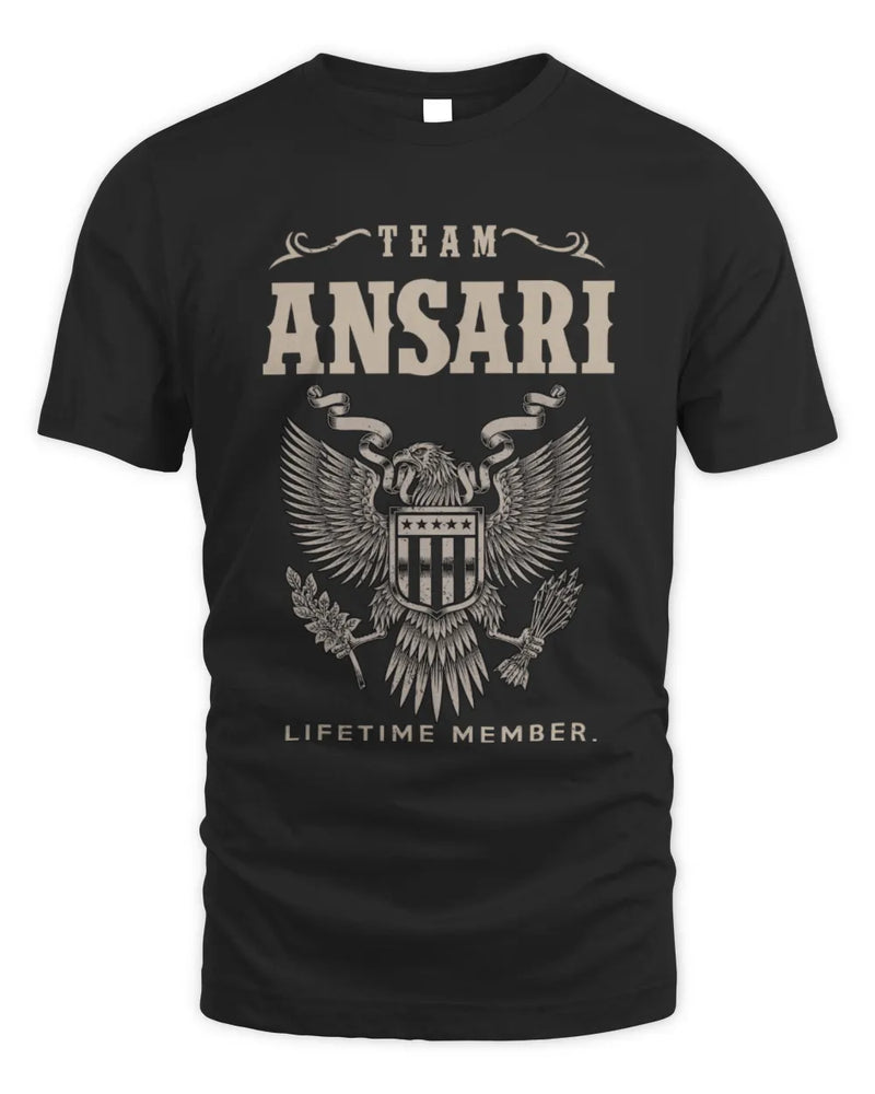 ANSARI TP06-K82 – Personalized Classic Style Apparel “Team NAME Lifetime Member” - Unisex Standard T-Shirt - Black
