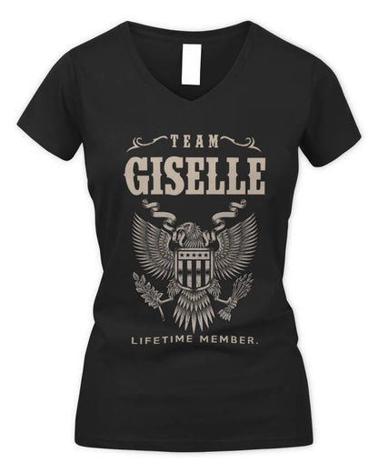 GISELLE TP06-K82 – Personalized Classic Style Apparel “Team NAME Lifetime Member” - Women's V-Neck T-Shirt - Black