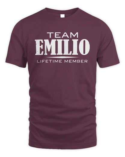 EMILIO BL62-K4-128 - Personalized “Team NAME Lifetime Member” - Unisex Standard T-Shirt - Maroon
