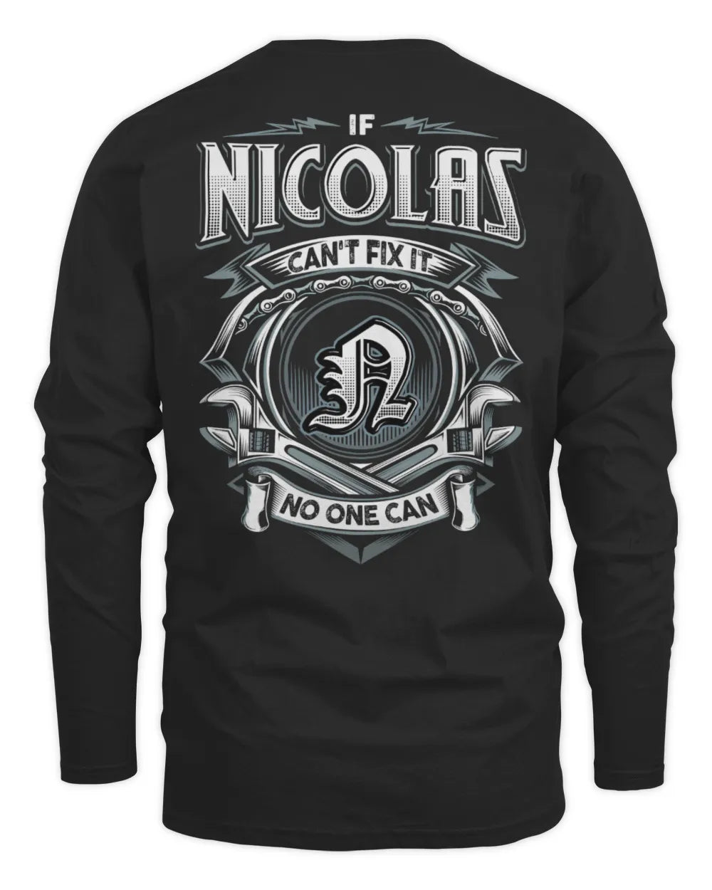 NICOLAS AP81-K4-626 - Personalized Ahmed Quote Apparel “If Ahmed Can't Fix It, No One Can” - Men's Long Sleeved T-Shirt - Black
