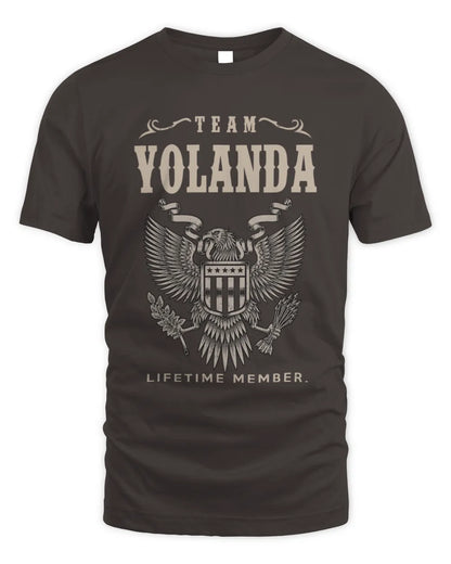 YOLANDA TP06-K82 – Personalized Classic Style Apparel “Team NAME Lifetime Member” - Unisex Standard T-Shirt - Dark Chocolate