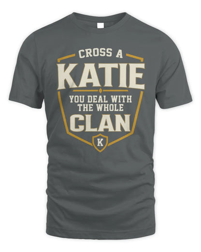 KATIE NT1-K008 Cross A/An NAME, You Deal With the Whole Clan | Personalized Vintage T-Shirt - Unisex Standard T-Shirt - Charcoal