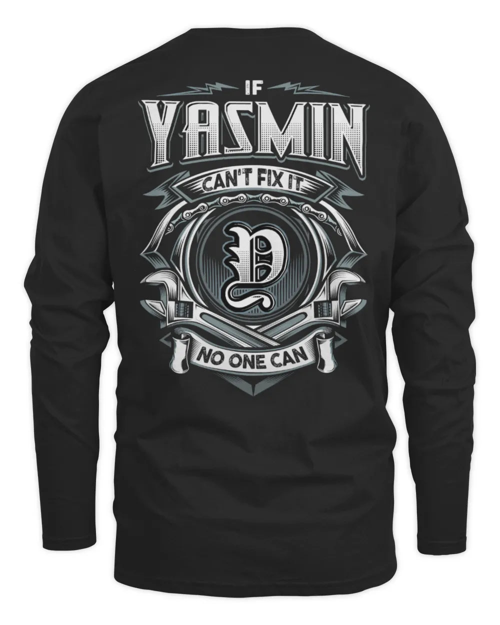 YASMIN AP81-K4-626 - Personalized Ahmed Quote Apparel “If Ahmed Can't Fix It, No One Can” - Men's Long Sleeved T-Shirt - Black