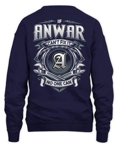 ANWAR AP81-K4-626 - Personalized Ahmed Quote Apparel “If Ahmed Can't Fix It, No One Can” - Unisex Sweatshirt - Navy