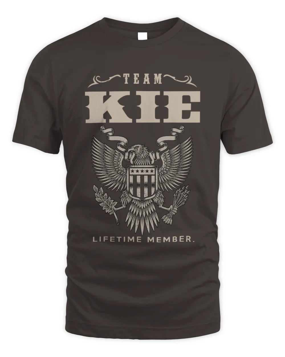 KIE TP06-K82 – Personalized Classic Style Apparel “Team NAME Lifetime Member” - Unisex Standard T-Shirt - Dark Chocolate