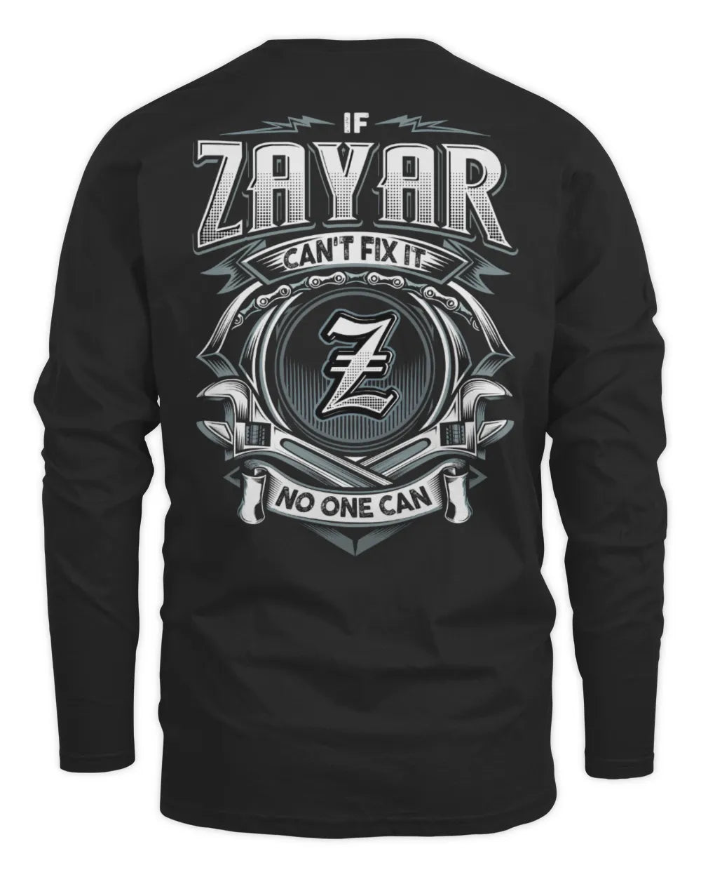 ZAYAR AP81-K4-626 - Personalized Ahmed Quote Apparel “If Ahmed Can't Fix It, No One Can” - Men's Long Sleeved T-Shirt - Black