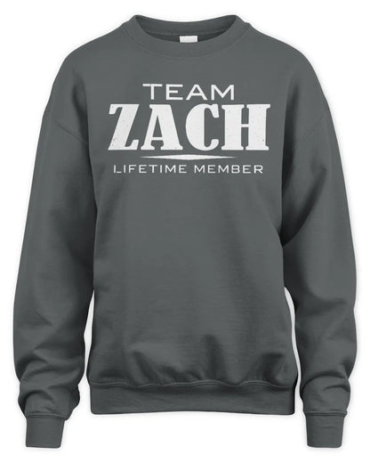 ZACH BL62-K4-128 - Personalized “Team NAME Lifetime Member” - Unisex Sweatshirt - Charcoal