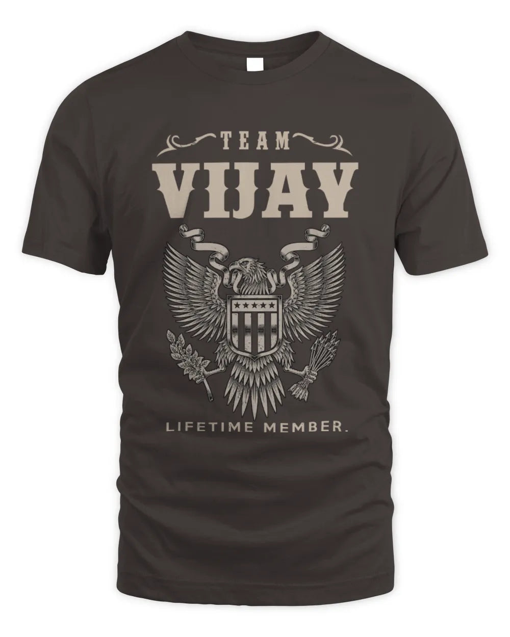 VIJAY TP06-K82 – Personalized Classic Style Apparel “Team NAME Lifetime Member” - Unisex Standard T-Shirt - Dark Chocolate