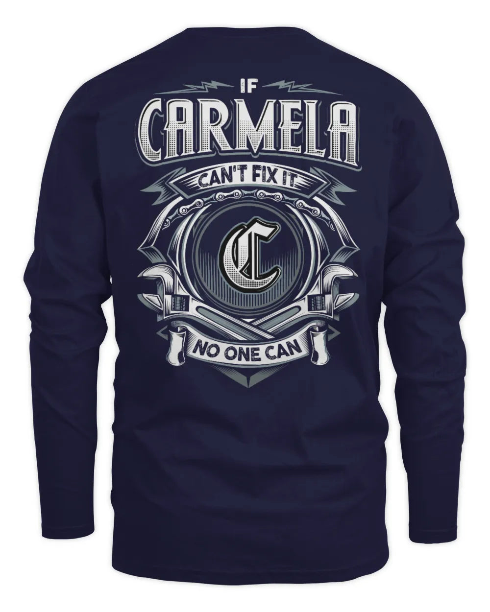 CARMELA AP81-K4-626 - Personalized Ahmed Quote Apparel “If Ahmed Can't Fix It, No One Can” - Men's Long Sleeved T-Shirt - Navy