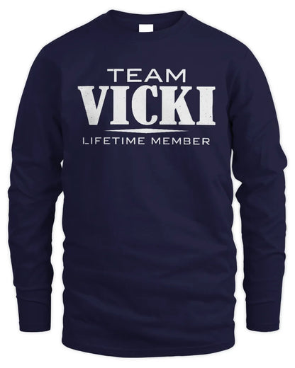VICKI BL62-K4-128 - Personalized “Team NAME Lifetime Member” - Men's Long Sleeved T-Shirt - Navy