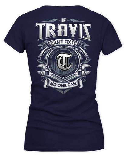 TRAVIS AP81-K4-626 - Personalized Ahmed Quote Apparel “If Ahmed Can't Fix It, No One Can” - Women's V-Neck T-Shirt - Navy