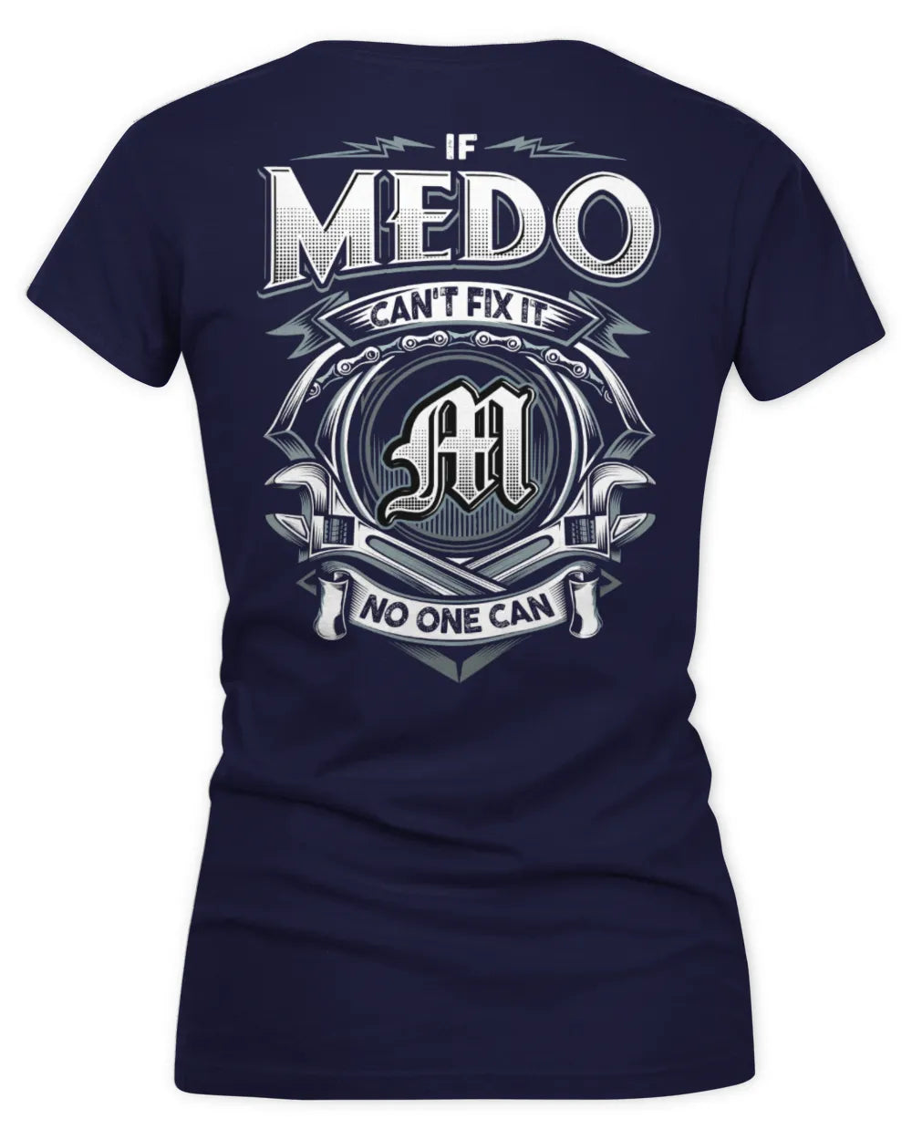 MEDO AP81-K4-626 - Personalized Ahmed Quote Apparel “If Ahmed Can't Fix It, No One Can” - Women's V-Neck T-Shirt - Navy