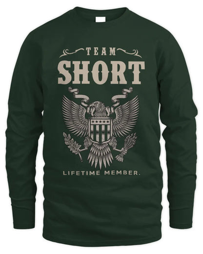 SHORT TP06-K82 – Personalized Classic Style Apparel “Team NAME Lifetime Member” - Men's Long Sleeved T-Shirt - Forest Green
