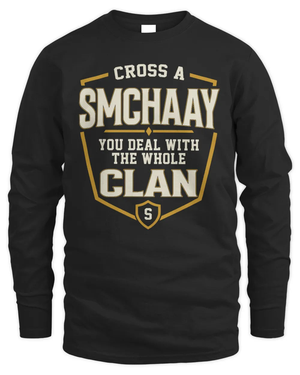 SMCHAAY NT1-K008 Cross A/An NAME, You Deal With the Whole Clan | Personalized Vintage T-Shirt - Men's Long Sleeved T-Shirt - Black