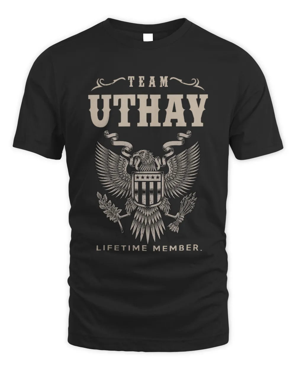UTHAY TP06-K82 – Personalized Classic Style Apparel “Team NAME Lifetime Member” - Unisex Standard T-Shirt - Black