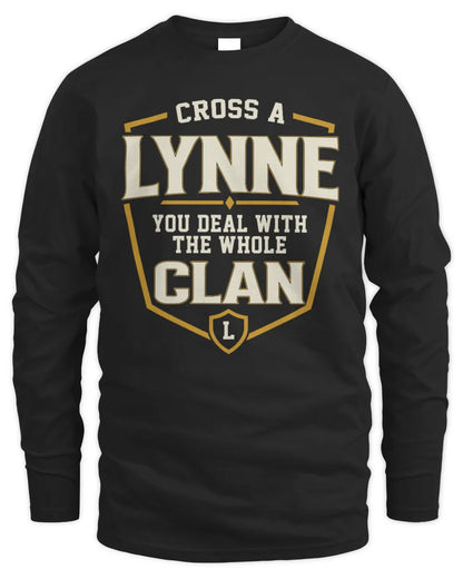 LYNNE NT1-K008 Cross A/An NAME, You Deal With the Whole Clan | Personalized Vintage T-Shirt - Men's Long Sleeved T-Shirt - Black