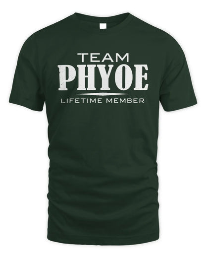 PHYOE BL62-K4-128 - Personalized “Team NAME Lifetime Member” - Unisex Standard T-Shirt - Forest Green