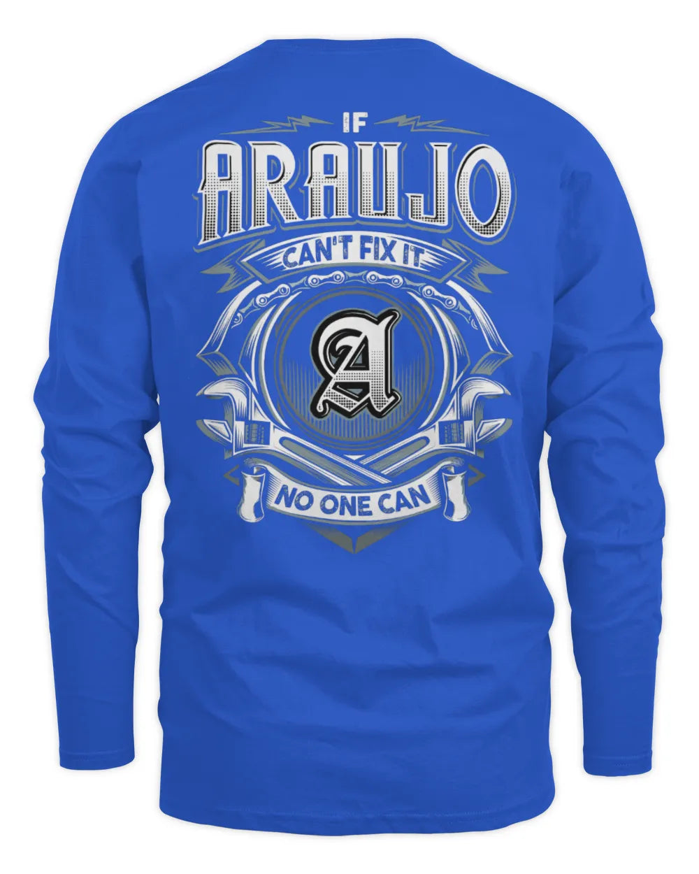 ARAUJO AP81-K4-626 - Personalized Ahmed Quote Apparel “If Ahmed Can't Fix It, No One Can” - Men's Long Sleeved T-Shirt - Royal