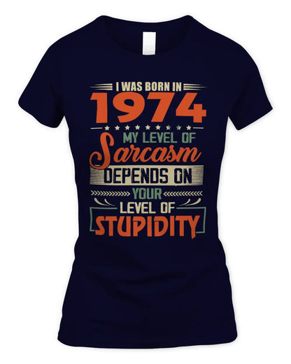 1974 HH89-K2 – Vintage Born to Be Sarcastic T-Shirt - Women's Standard T-Shirt - Navy
