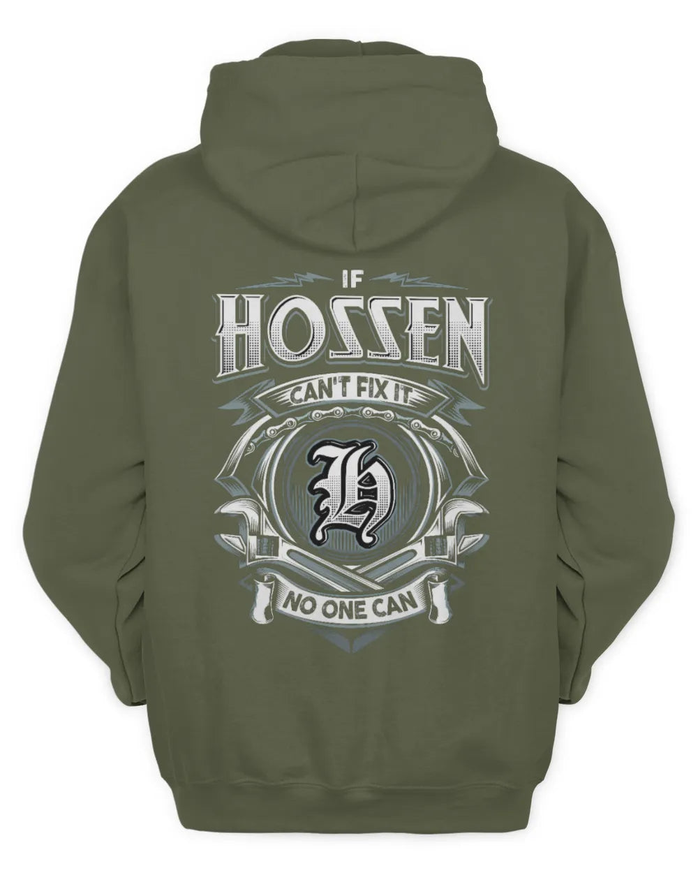 HOSSEN AP81-K4-626 - Personalized Ahmed Quote Apparel “If Ahmed Can't Fix It, No One Can” - Unisex Hoodie - Military Green