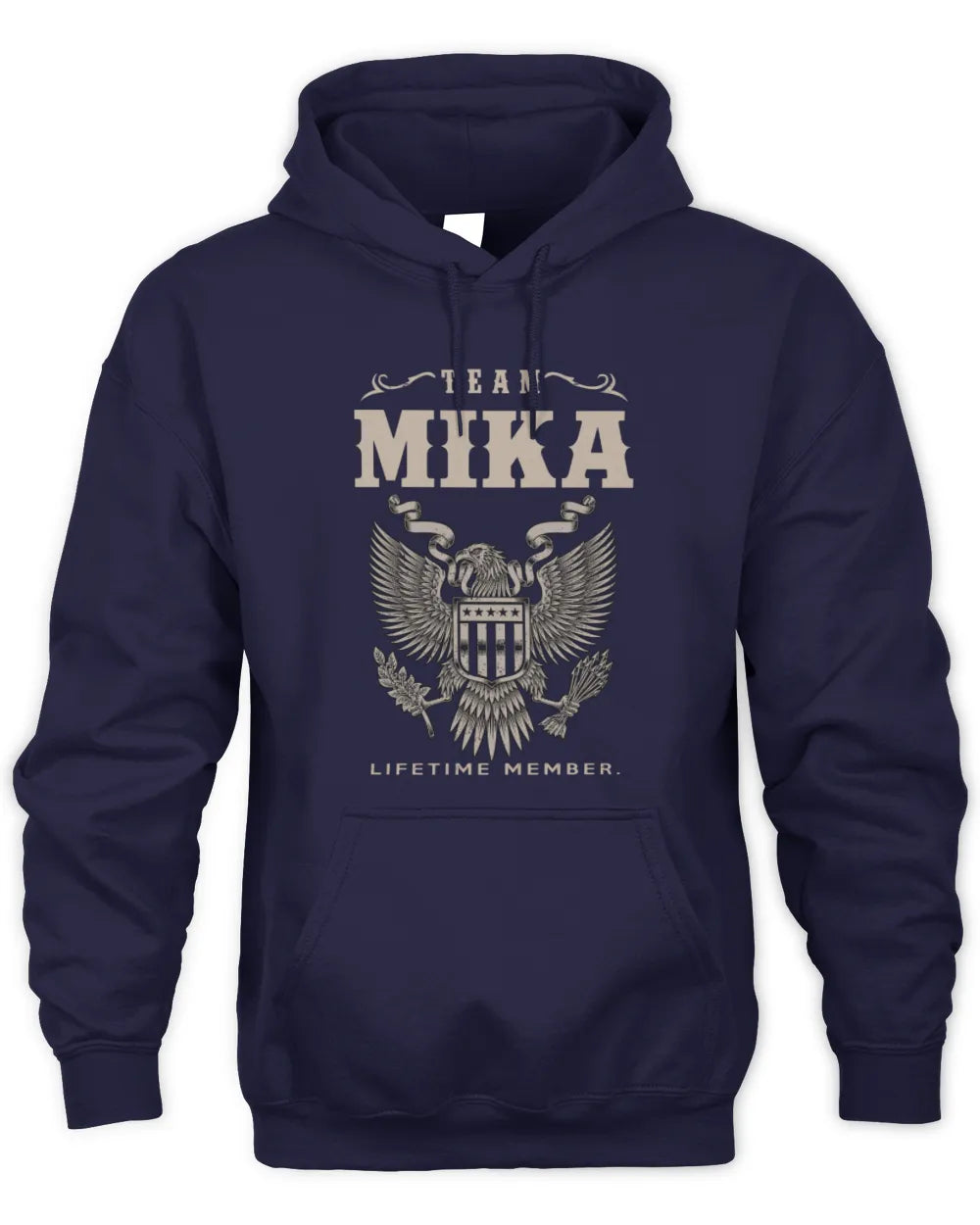 MIKA TP06-K82 – Personalized Classic Style Apparel “Team NAME Lifetime Member” - Unisex Hoodie - Navy