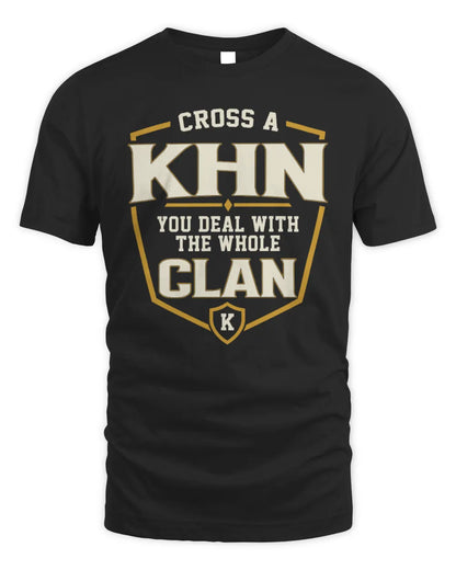 KHN NT1-K008 Cross A/An NAME, You Deal With the Whole Clan | Personalized Vintage T-Shirt - Unisex Standard T-Shirt - Black